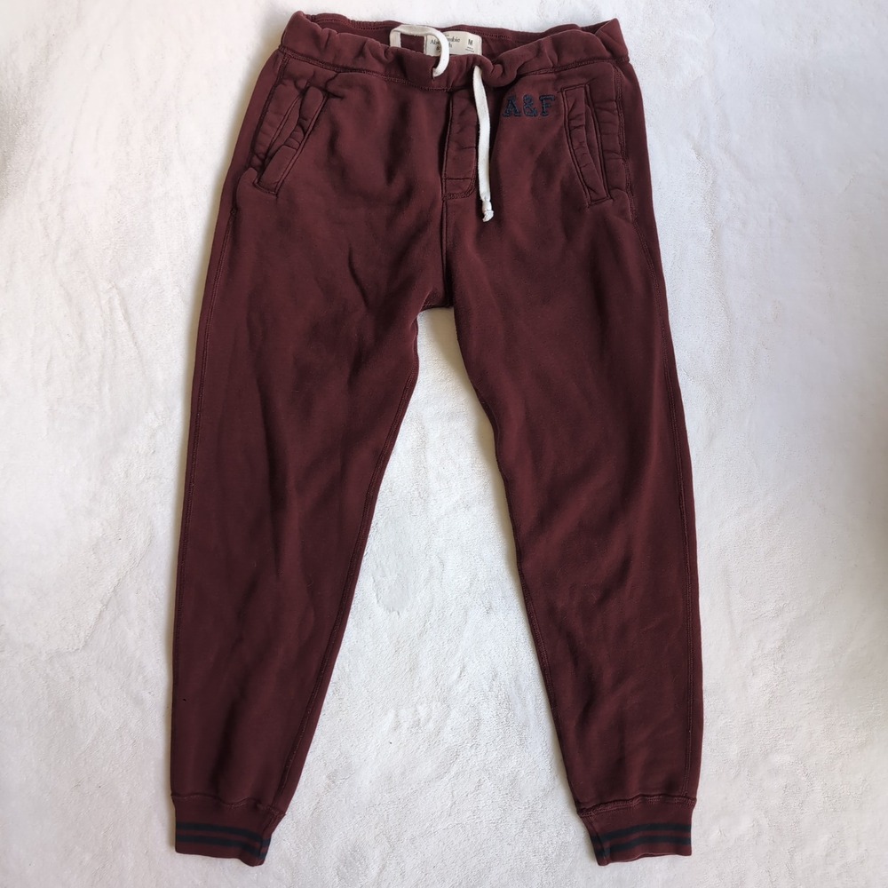 Y2k Abercrombie & Fitch Sweatpants Mens Medium Vintage Lounge Logo Joggers Baggy - Picture 2 of 9